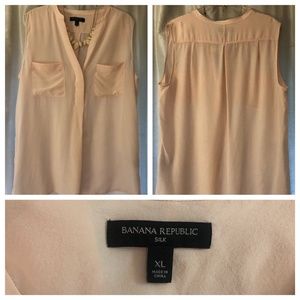 Sleeveless silk tunic blouse, size XL